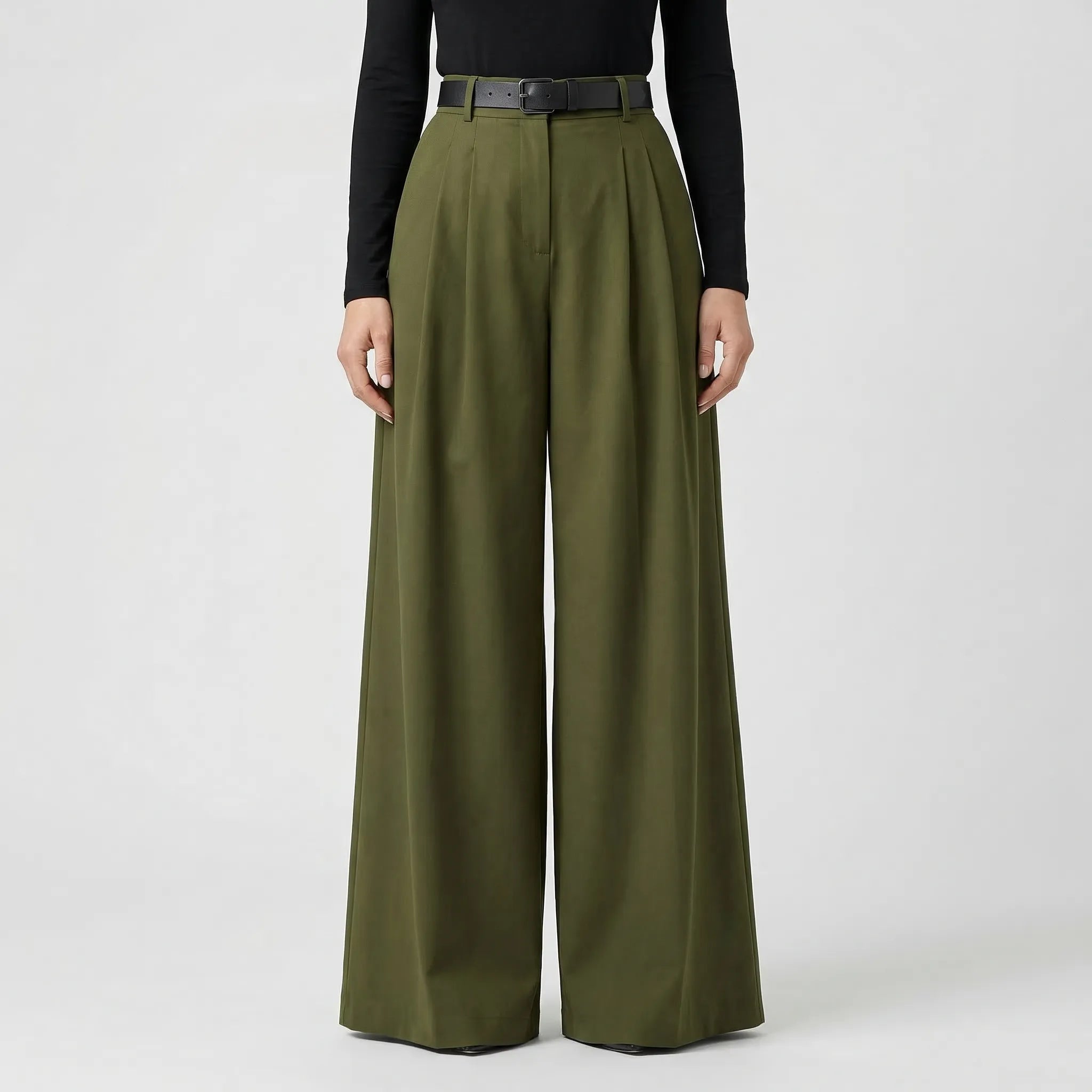 Women's High Waisted Pleated Wide Leg Pants