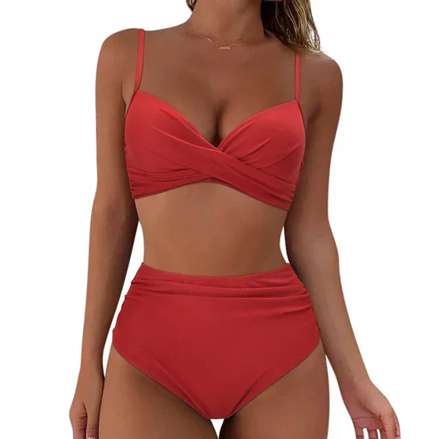 Women's High Waisted Two Piece Swimsuit Ruched Bikini Set