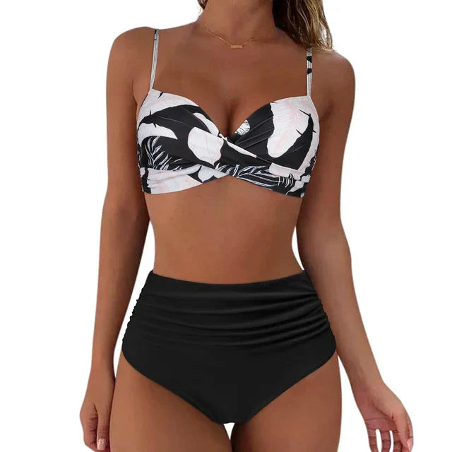 Women's High Waisted Two Piece Swimsuit Ruched Bikini Set