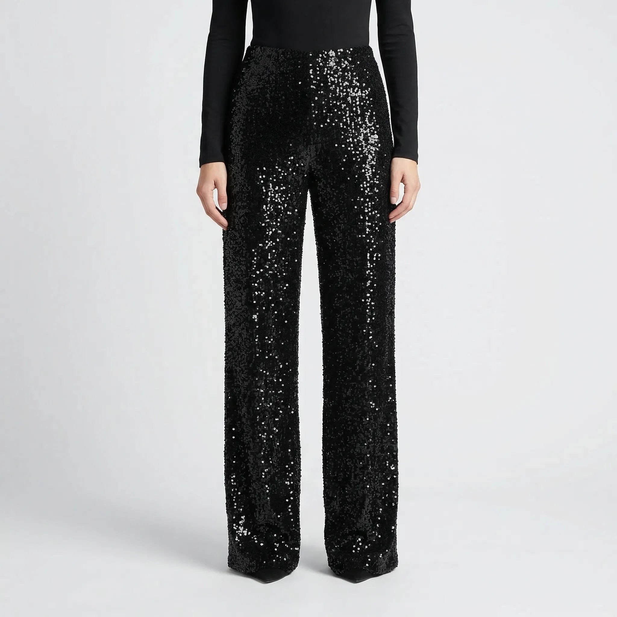 Women's High Waisted Wide Leg Sequin Pants Full Length