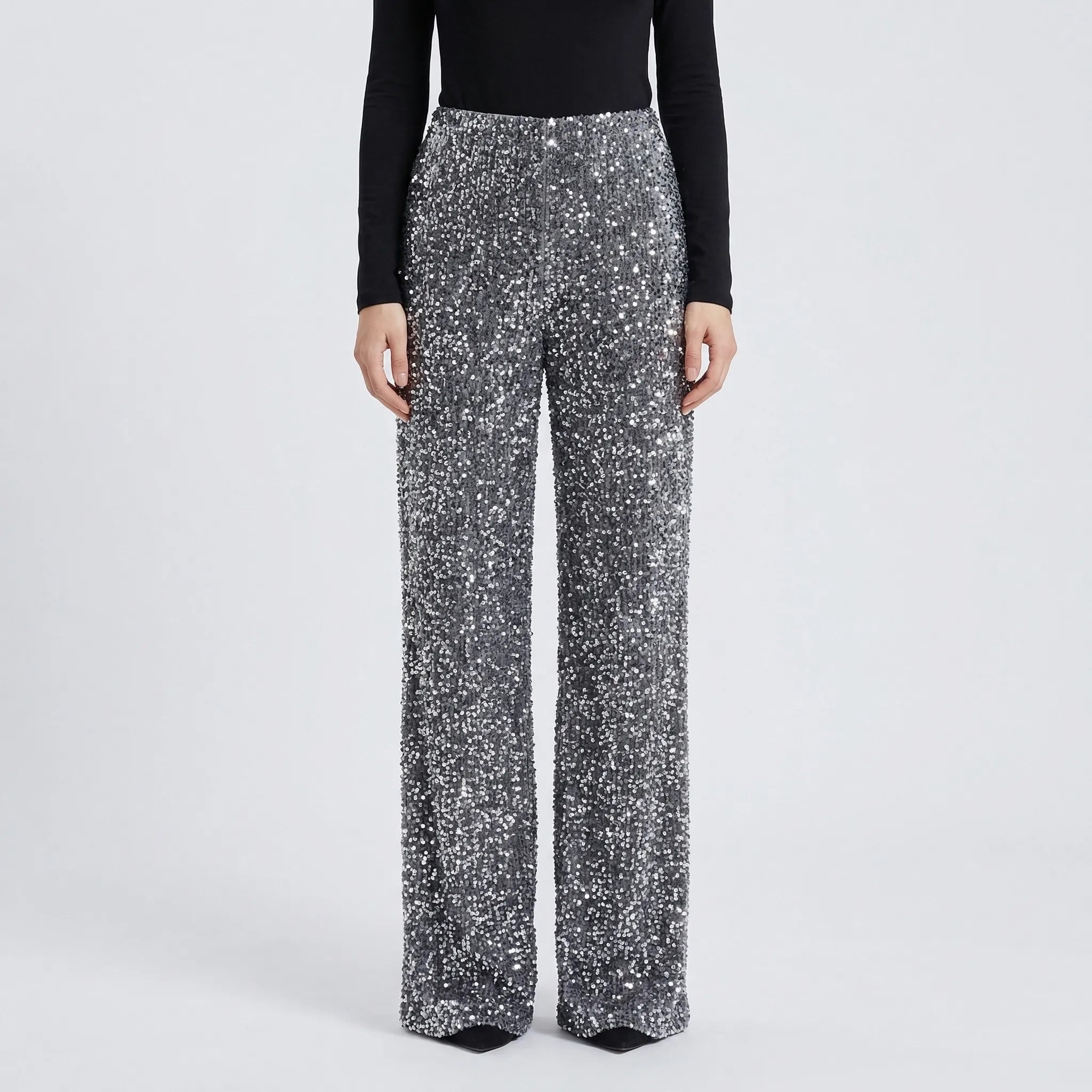 Women's High Waisted Wide Leg Sequin Pants Full Length