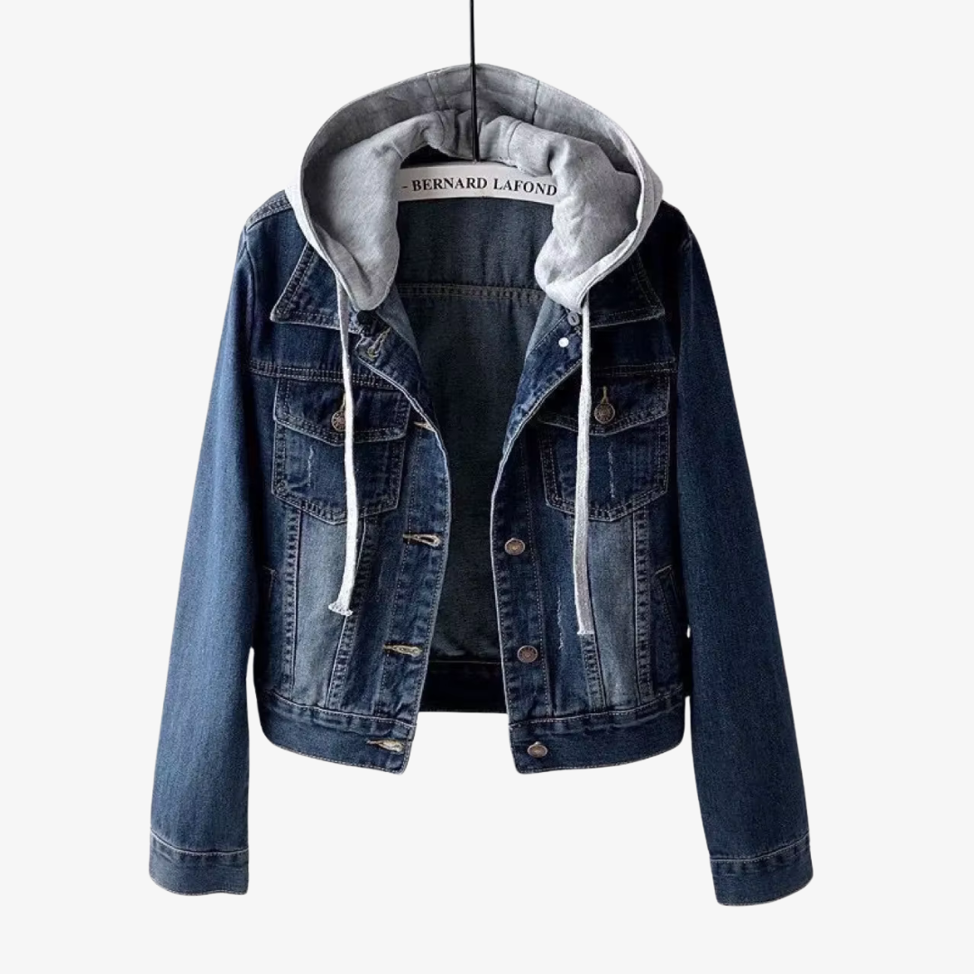 Women's Hooded Cropped Denim Jacket
