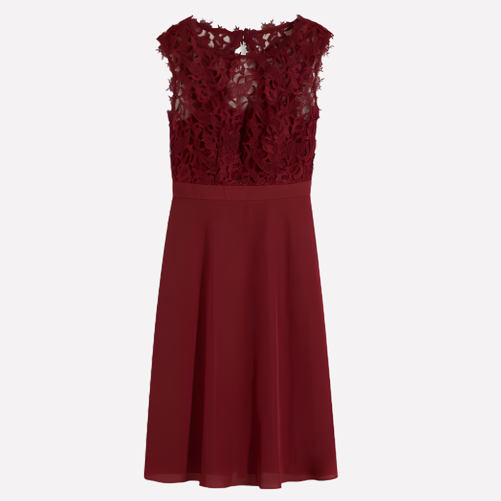 Women's Lace Cocktail Dress Midi Wedding Guest Formal