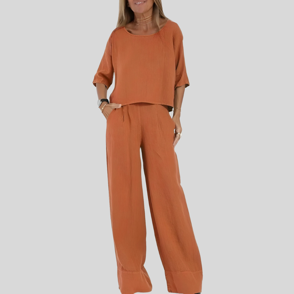 Women's Loungewear Wide Leg Pants Two-Piece Set