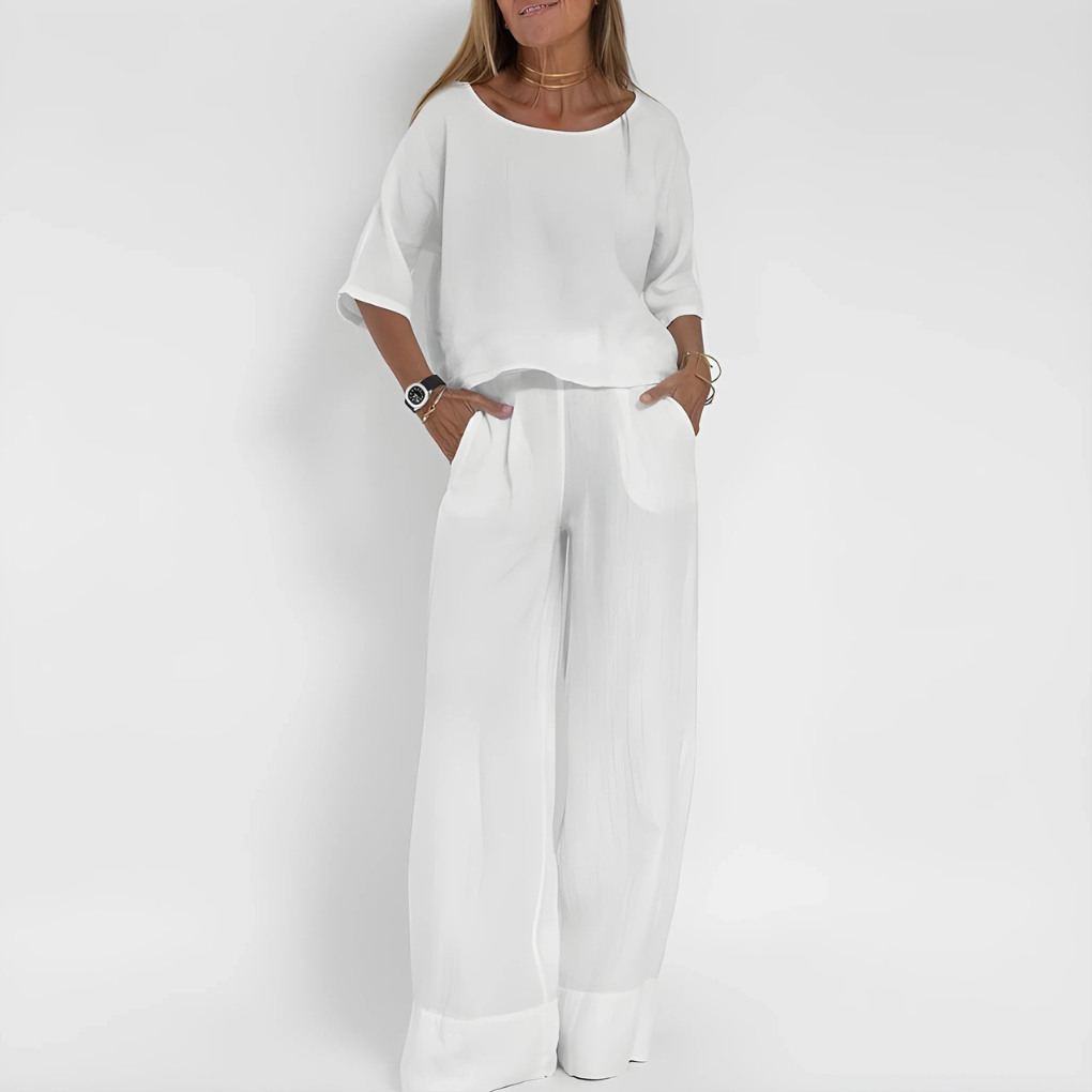 Women's Loungewear Wide Leg Pants Two-Piece Set