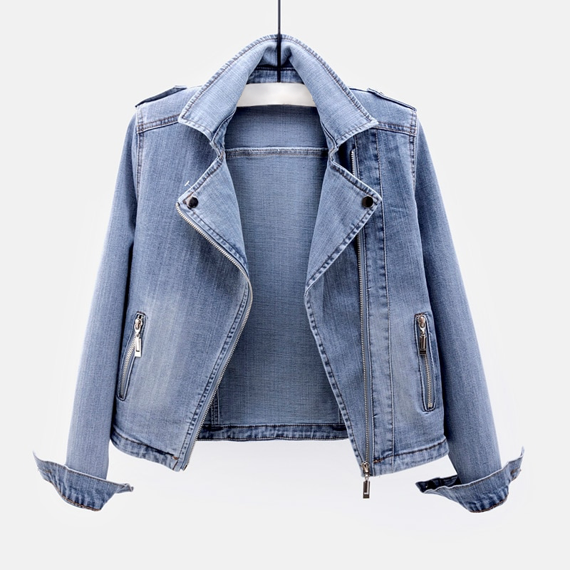 Women's Moto Zip Denim Jacket