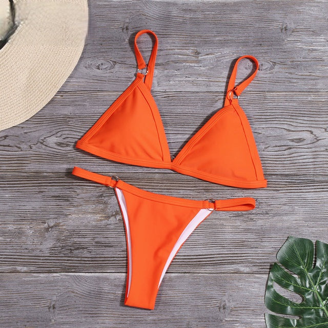 Women's O-Ring Triangle Bikini Two Piece Swimsuit