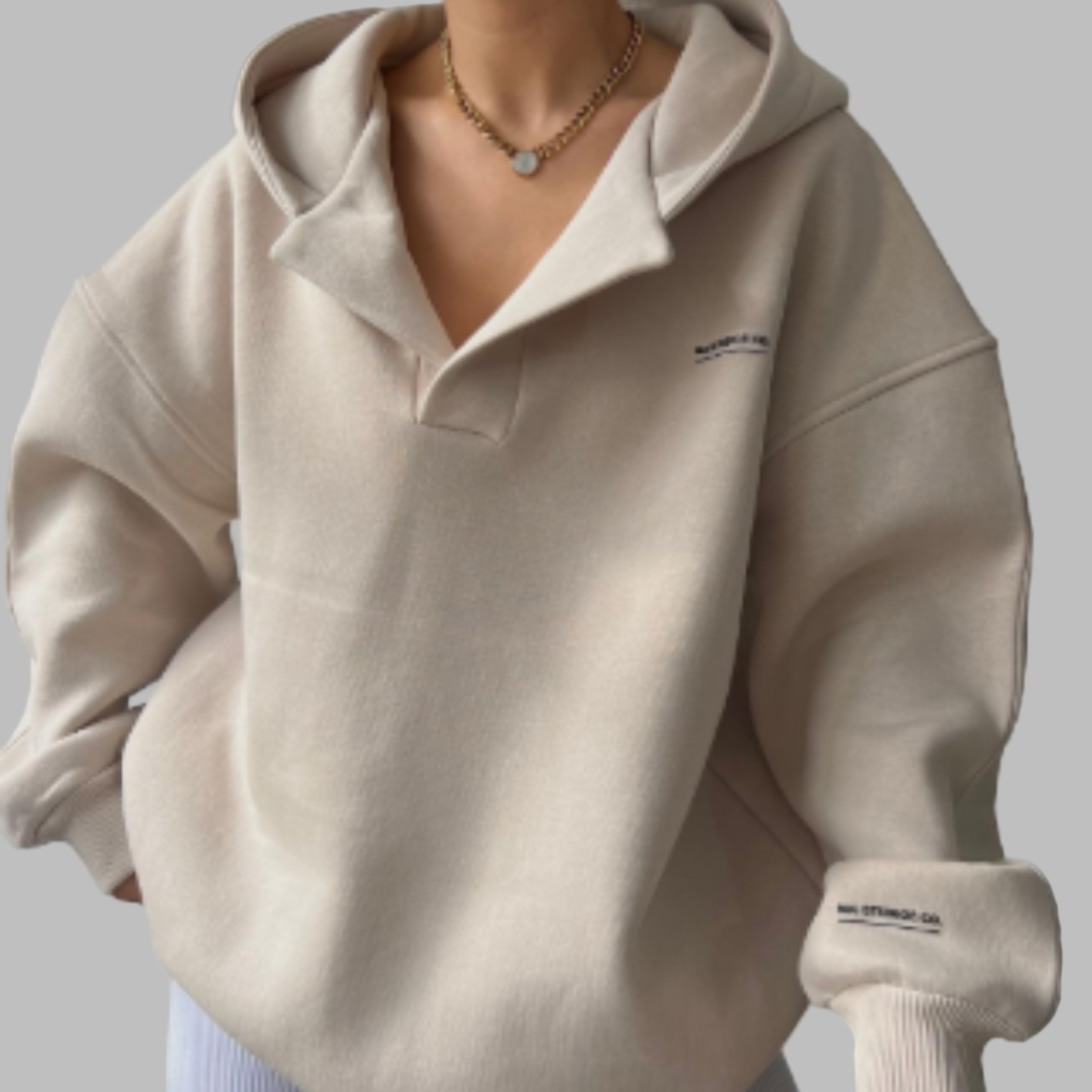 Women's Oversized Open Collar Hoodie Pullover
