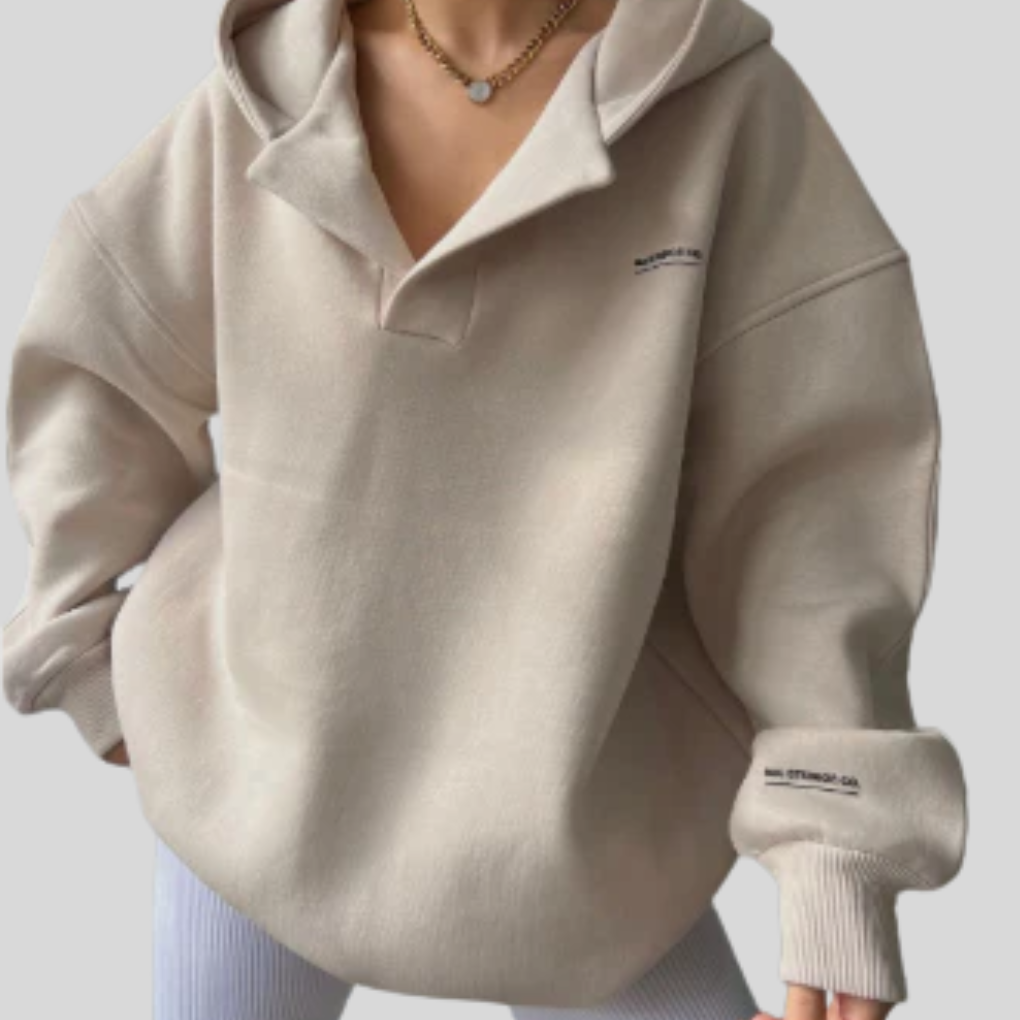Women's Oversized Open Collar Pullover Hoodie