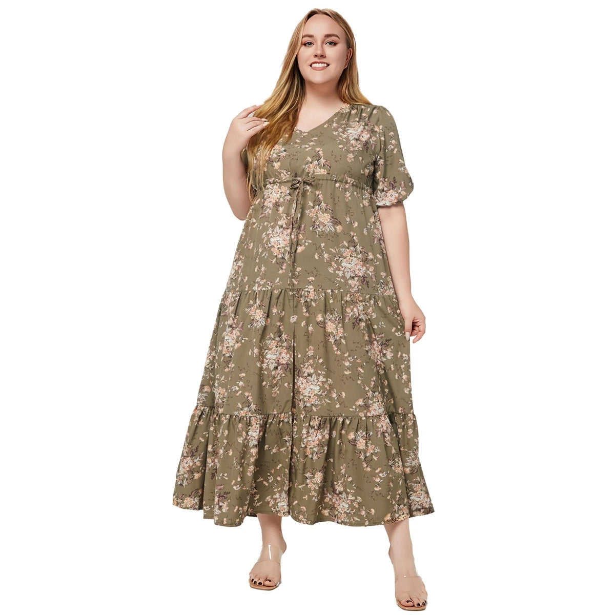 Women's Plus Size Floral Maxi Dress Tiered Boho