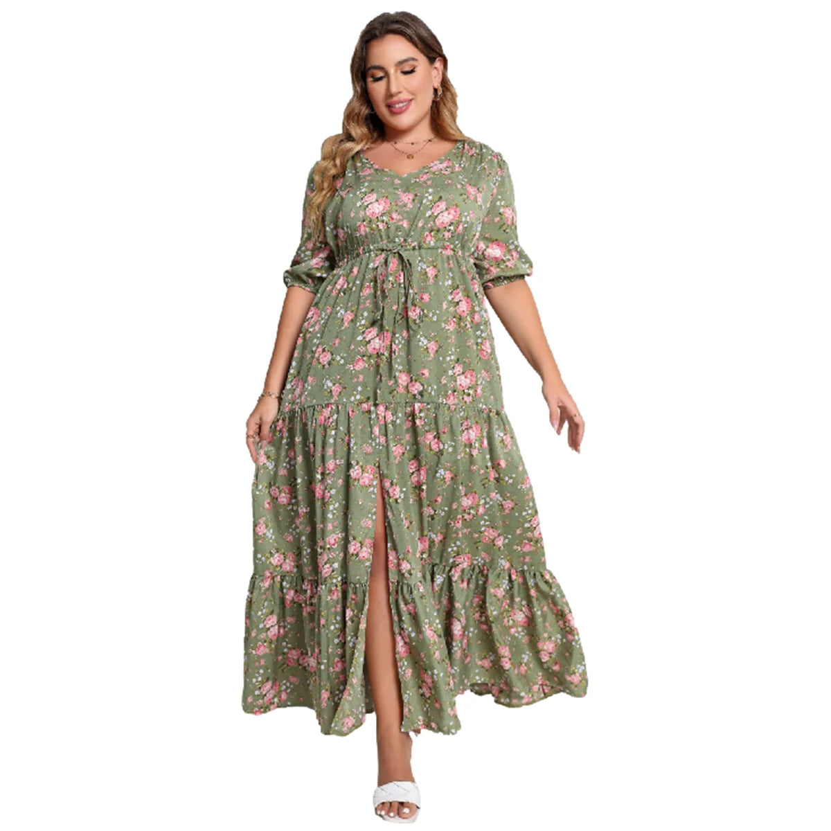 Women's Plus Size Floral Maxi Dress Tiered Boho