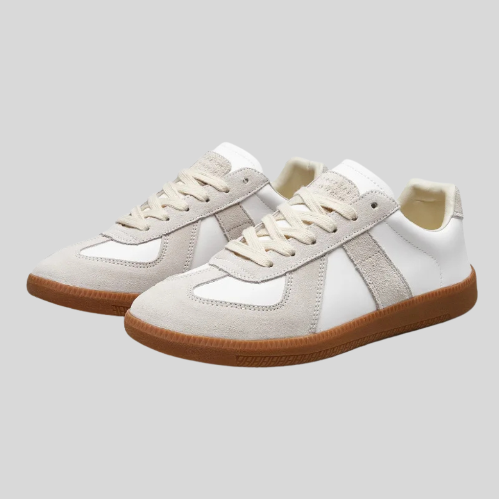 Women's Retro Low-Top Sneakers Leather Suede Panel Gum Sole
