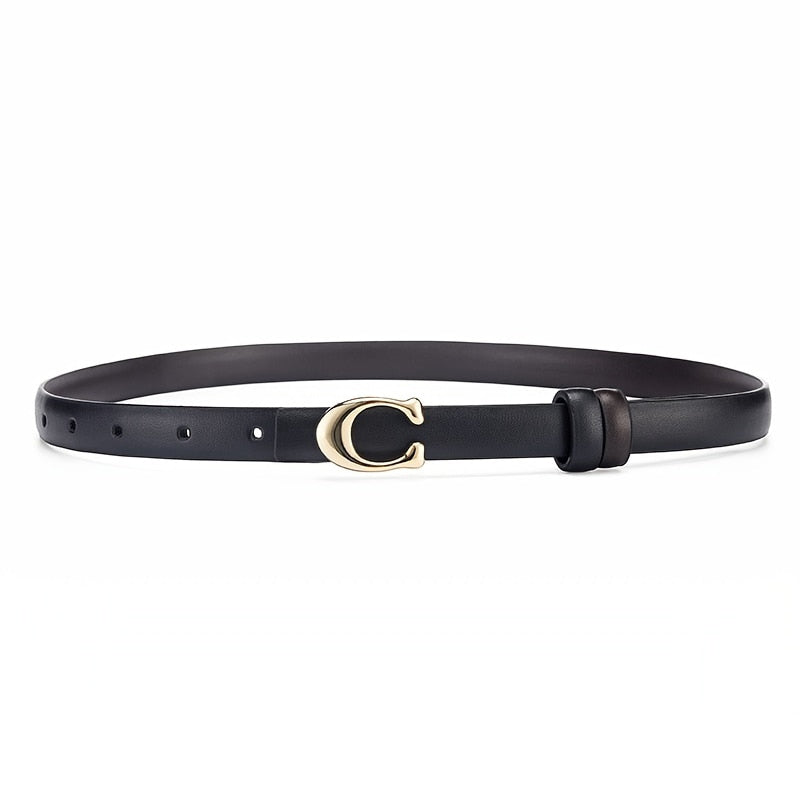 Women's Reversible Slim Belt with Gold C-Buckle