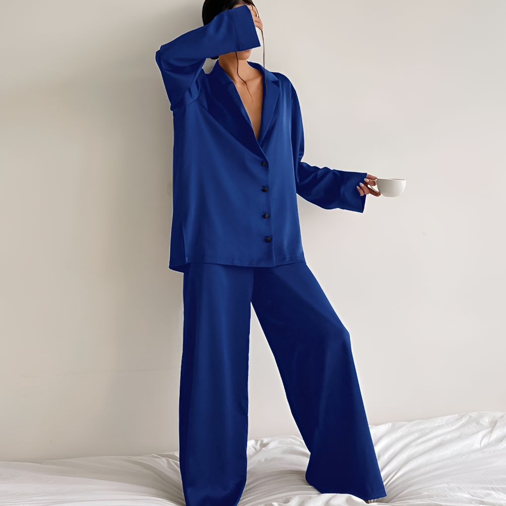 Women's Satin Pajamas Set Wide Leg Pants