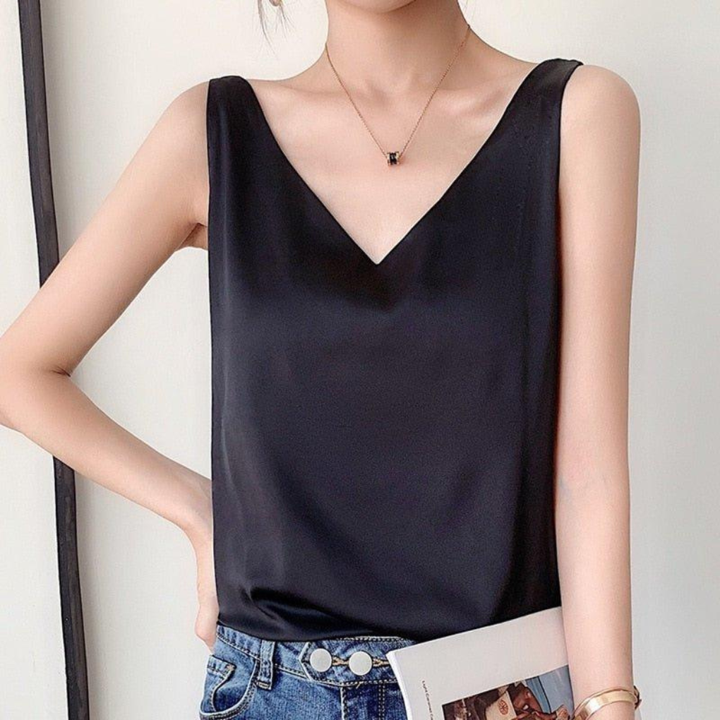 Women's Satin V-Neck Tank Top Camisole