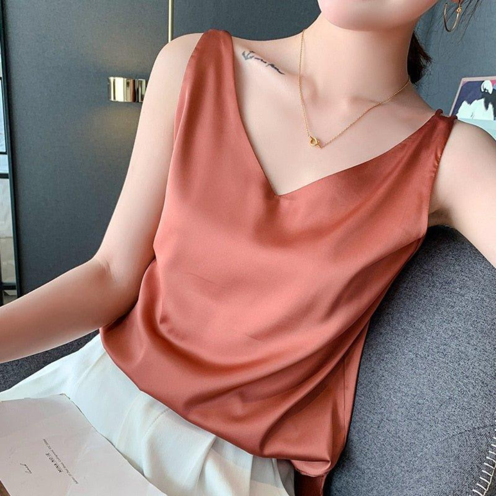 Women's Satin V-Neck Tank Top Camisole