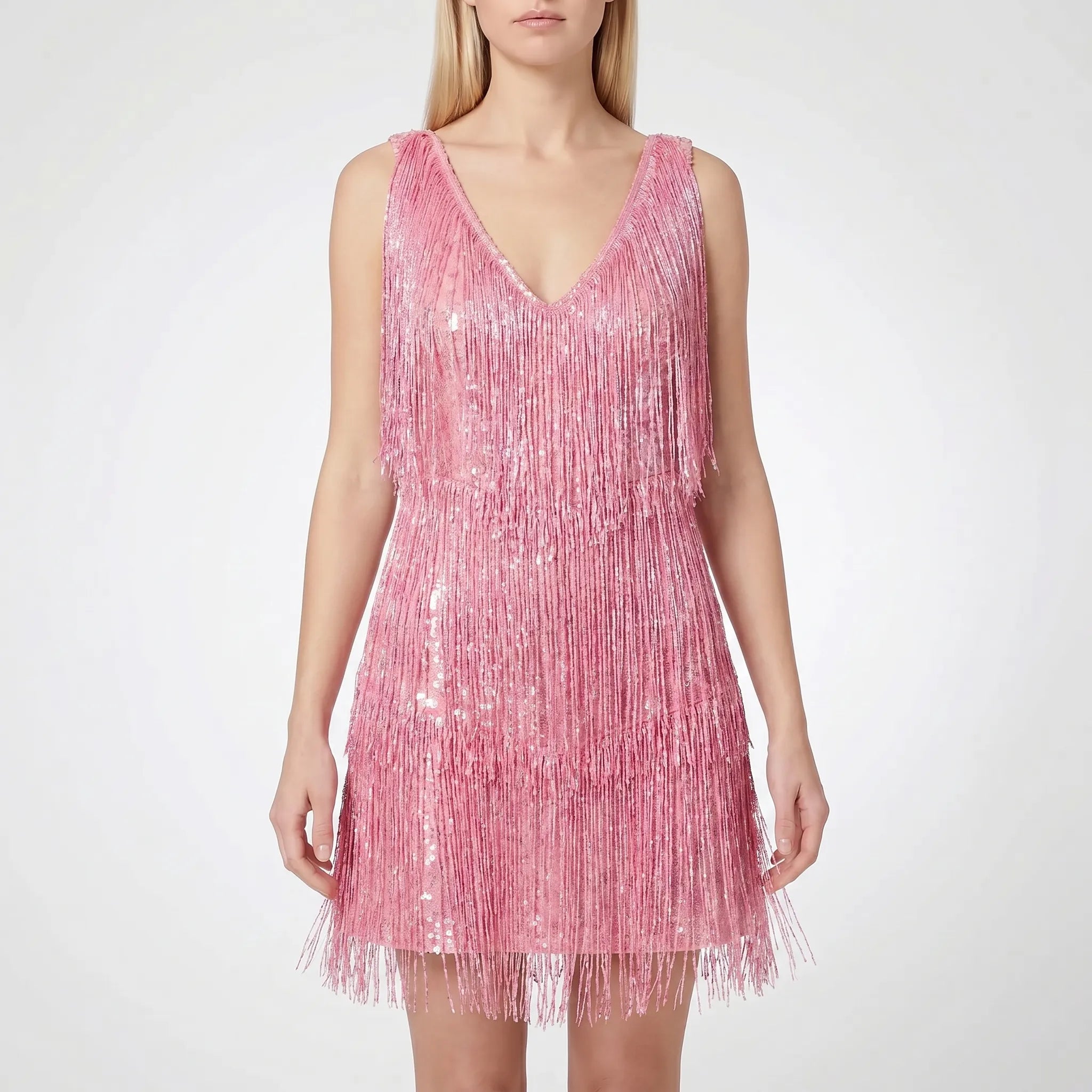 Women's Sequin Fringe Cocktail Dress Mini