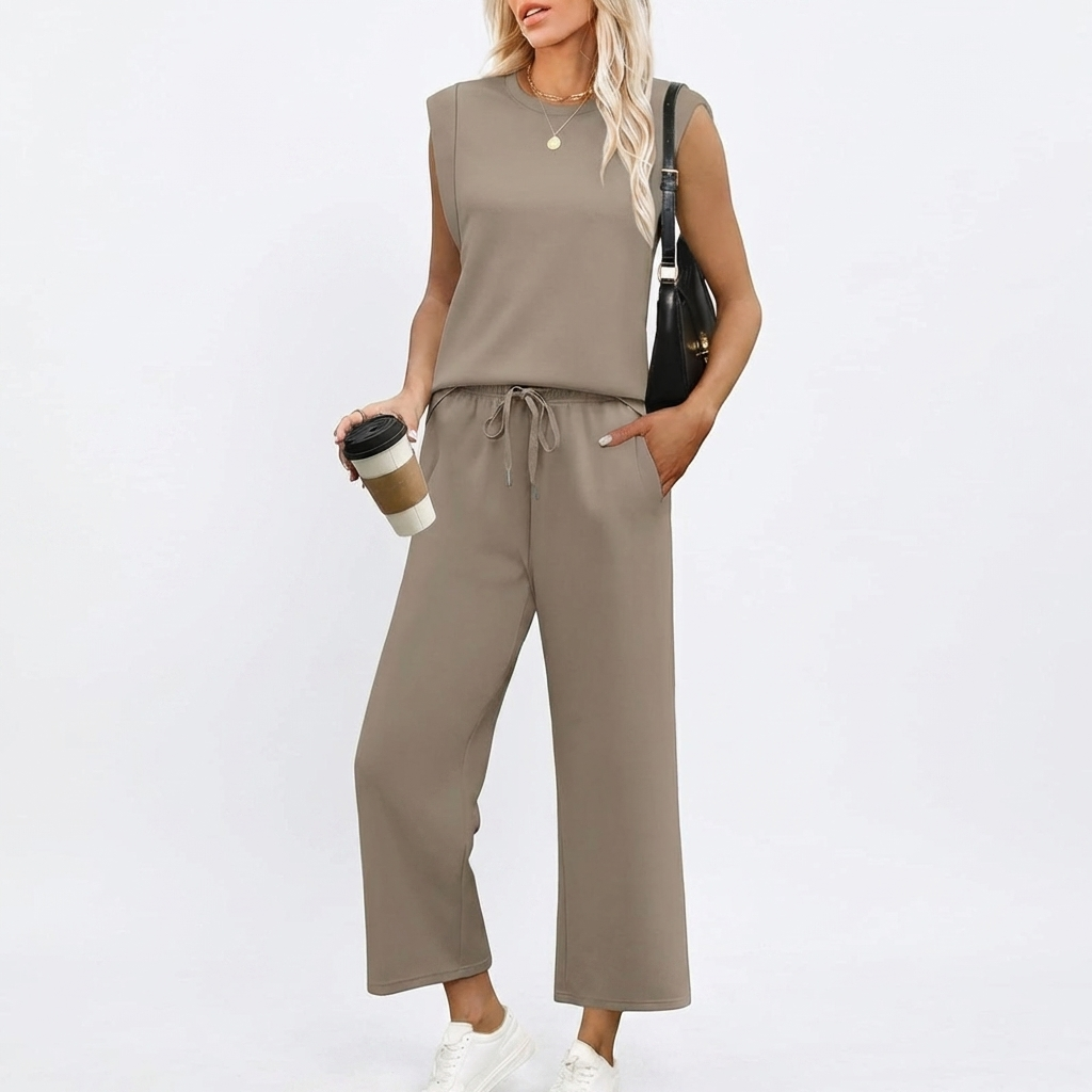 Women's Sleeveless Wide Leg Loungewear Set