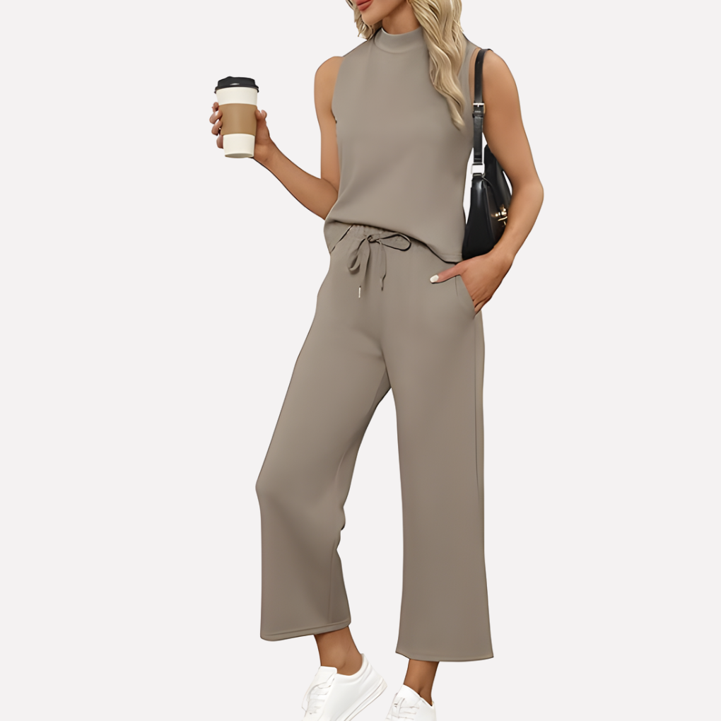 Women's Sleeveless Wide Leg Loungewear Set