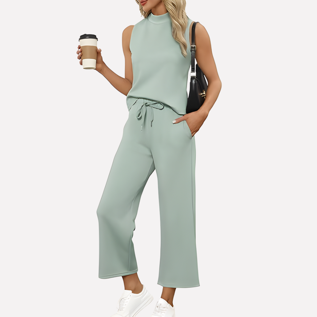 Women's Sleeveless Wide Leg Loungewear Set