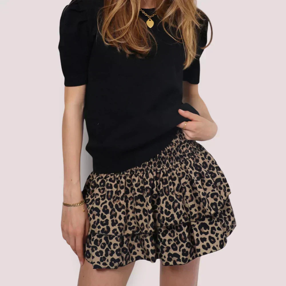 Women's Smocked Tiered Ruffle Mini Skirt