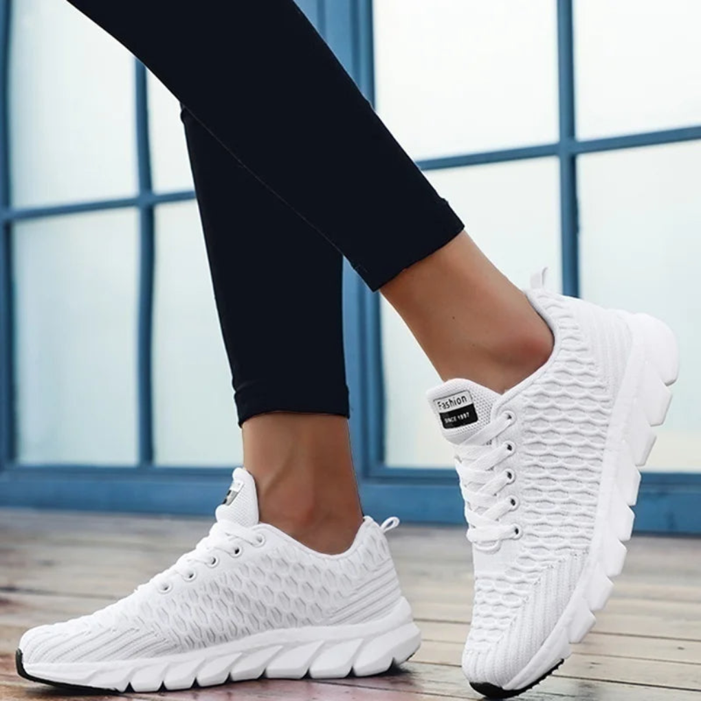 Women's Sneakers Lace Up Textured Knit Upper Chunky Sole