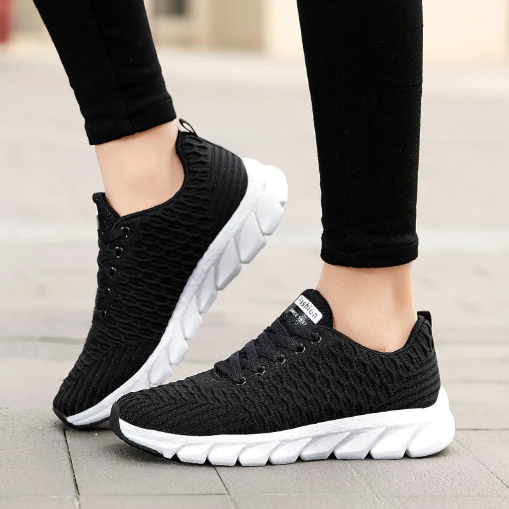 Women's Sneakers Lace Up Textured Knit Upper Chunky Sole