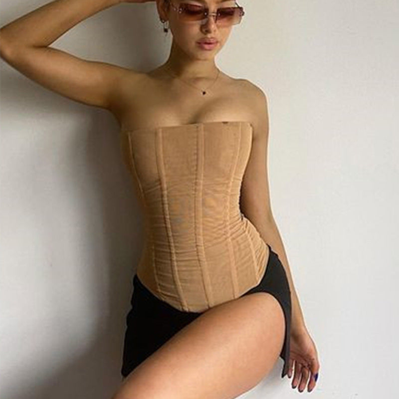 Women's Strapless Boned Corset Top Fitted Bustier
