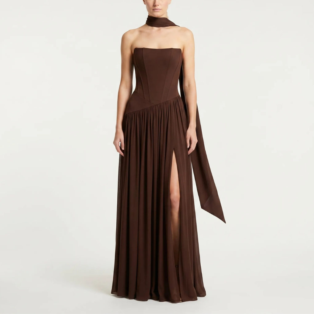 Women's Strapless Corset Formal Dress Maxi