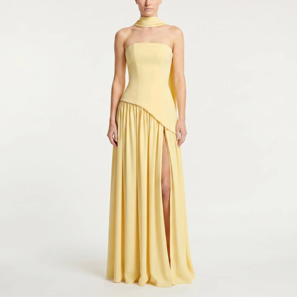 Women's Strapless Corset Formal Dress Maxi