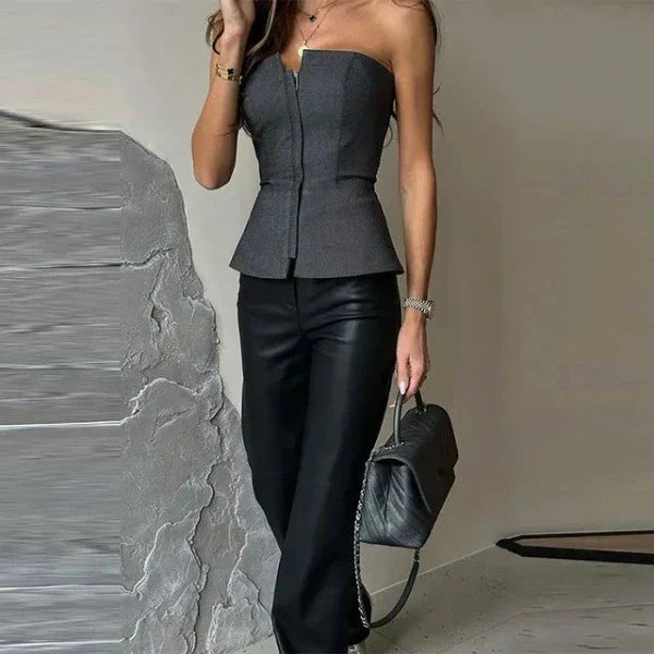 Women's Strapless Corset Peplum Top