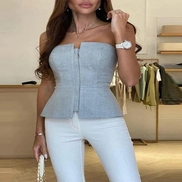 Women's Strapless Corset Peplum Top