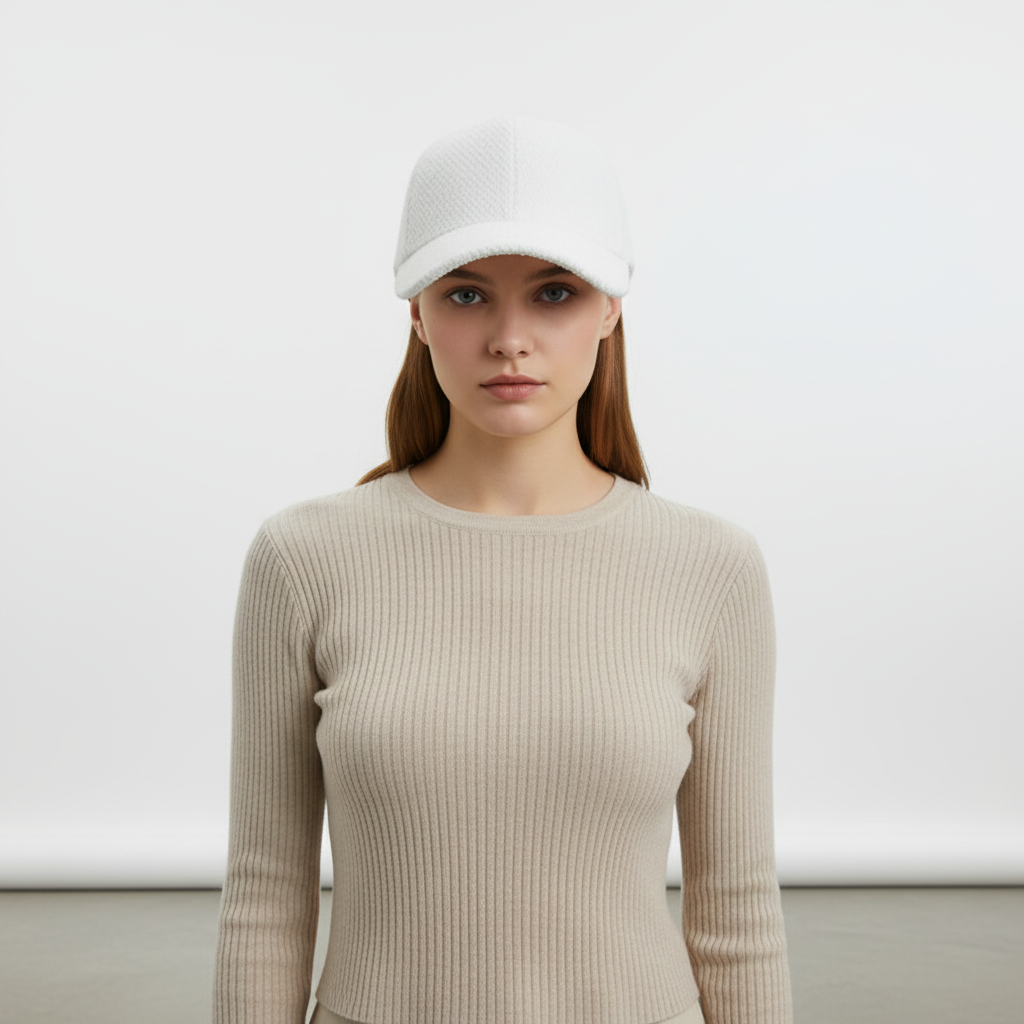 Women's Textured Knit Baseball Cap Structured Curved Brim