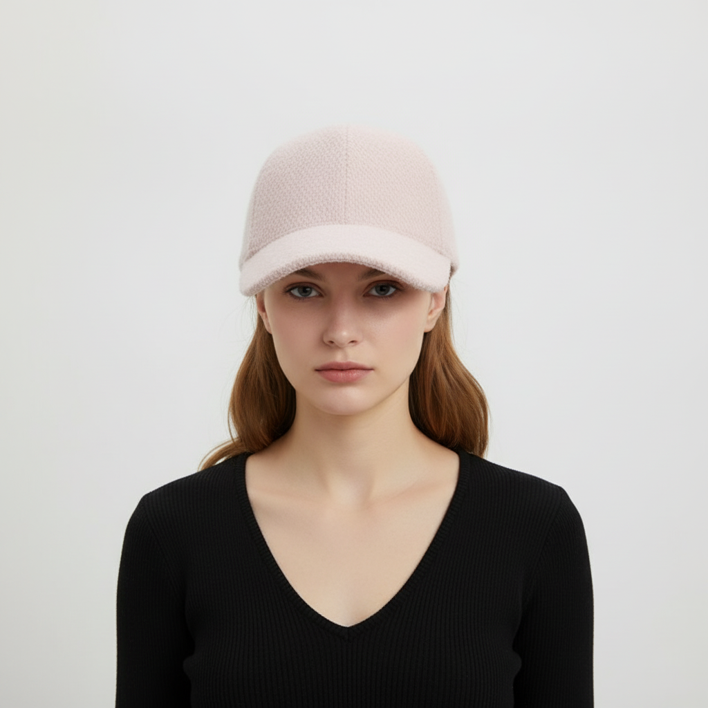 Women's Textured Knit Baseball Cap Structured Curved Brim