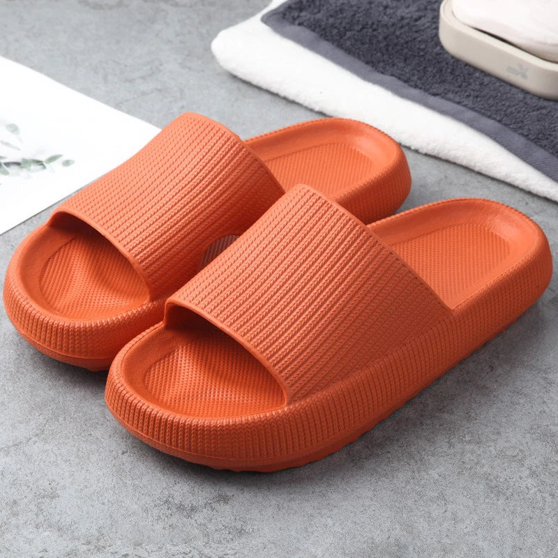 Women's Thick Sole Open Toe Slides Textured Ribbed Platform Sandals