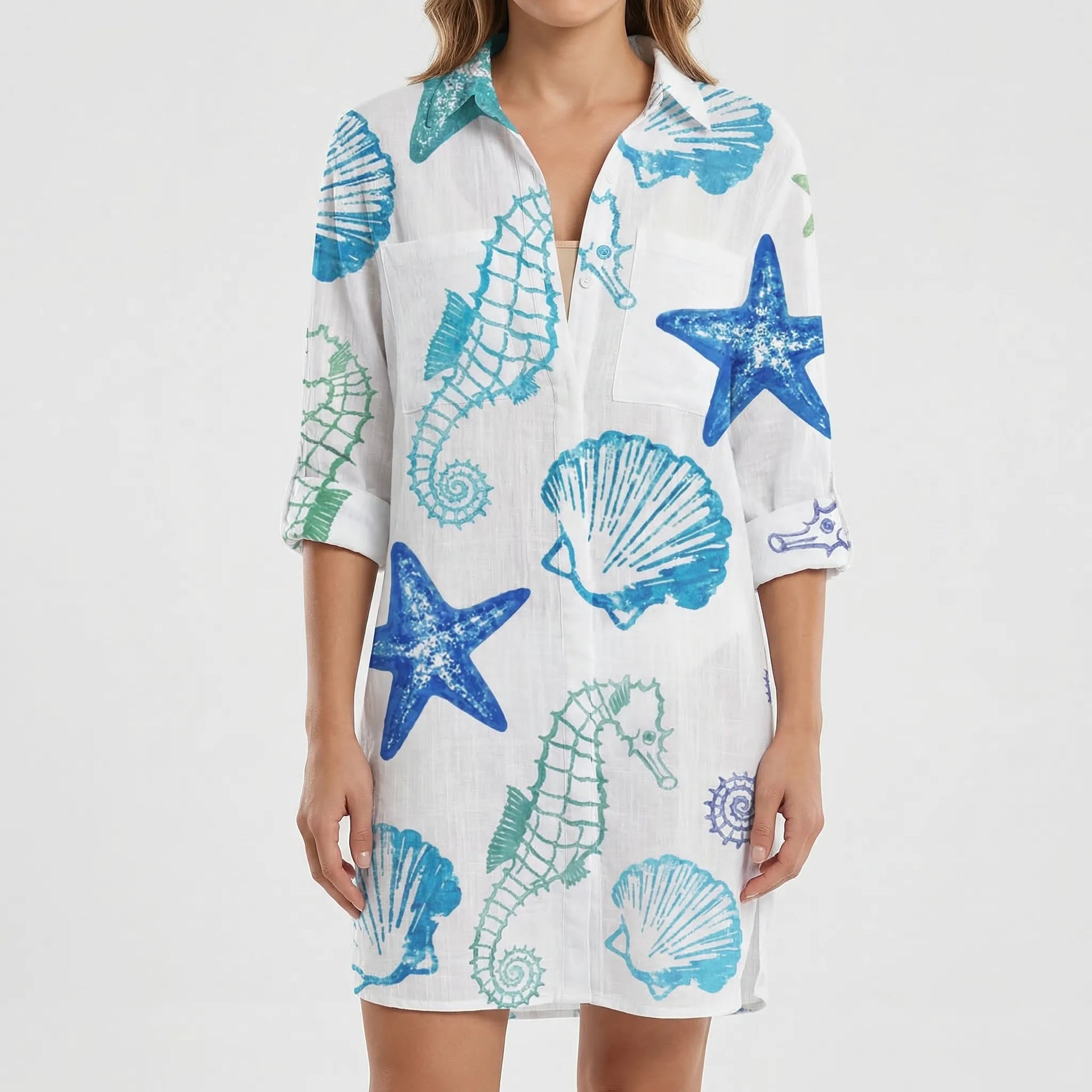 Women's Tie-Dye Button-Down Shirt Dress Mini – Lunar thread