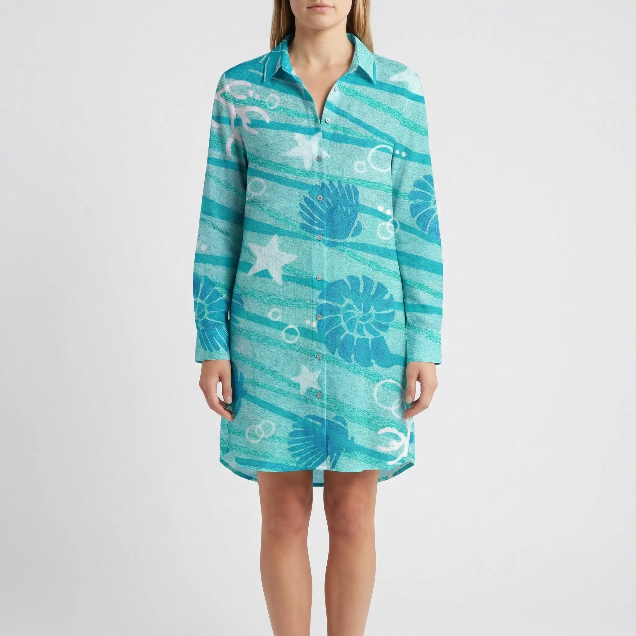 Women's Tie-Dye Button-Down Shirt Dress Mini