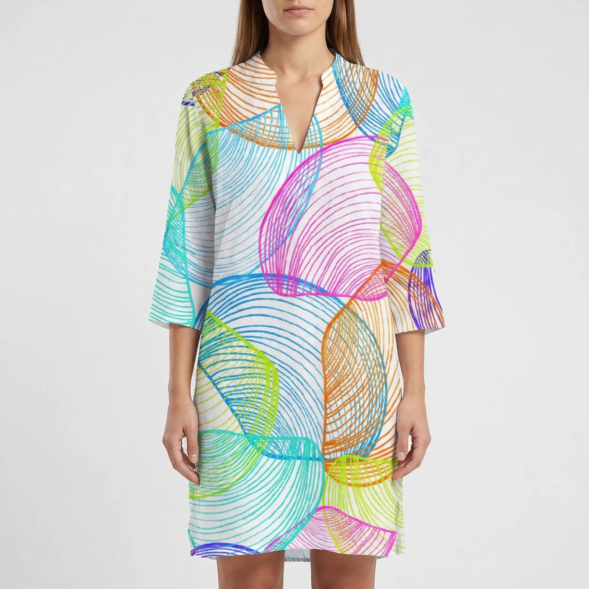 Women's Tie-Dye Button-Down Shirt Dress Mini