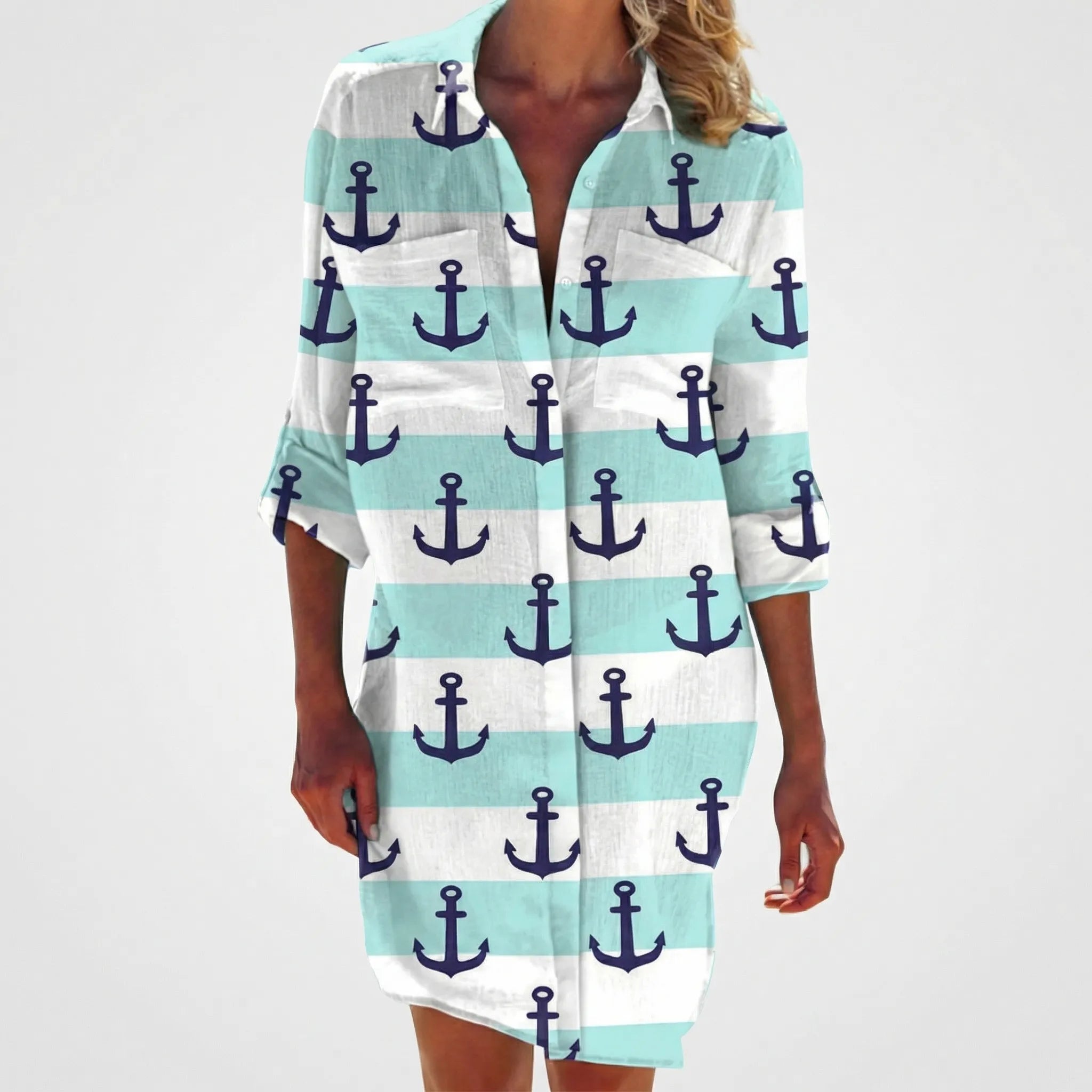 Women's Tie-Dye Button-Down Shirt Dress Mini