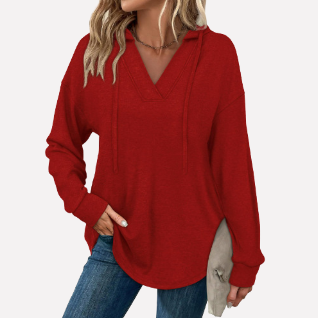 Women's V-Neck Oversized Hoodie Sweatshirt