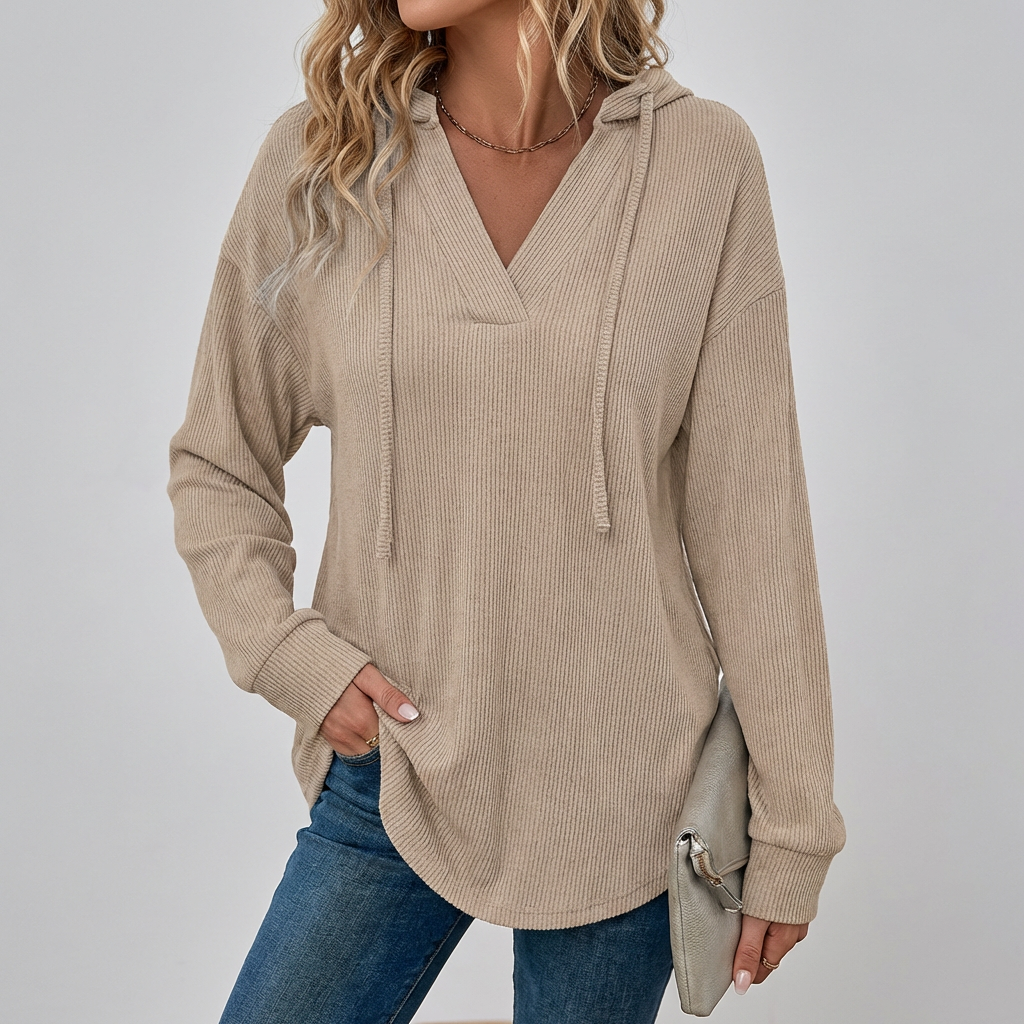 Women's V-Neck Oversized Hoodie Sweatshirt