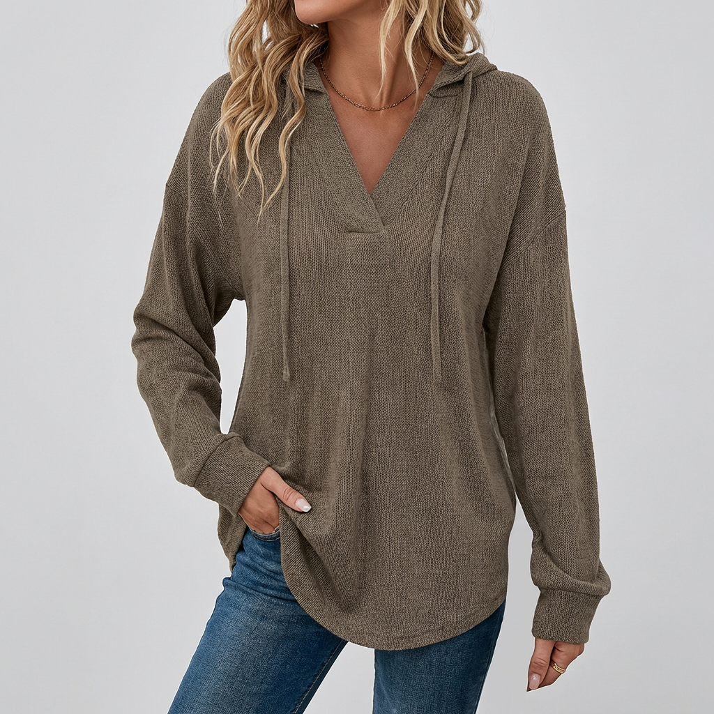 Women's V-Neck Oversized Hoodie Sweatshirt