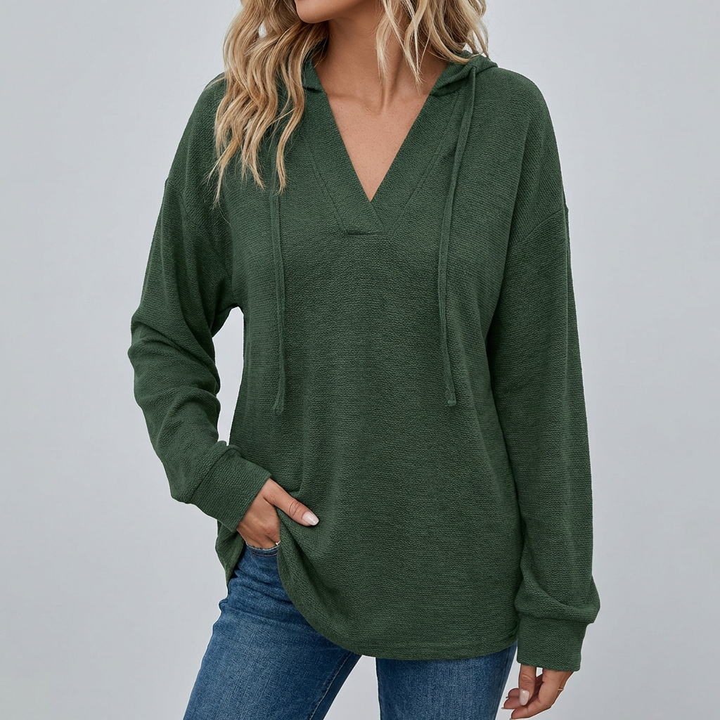Women's V-Neck Oversized Hoodie Sweatshirt