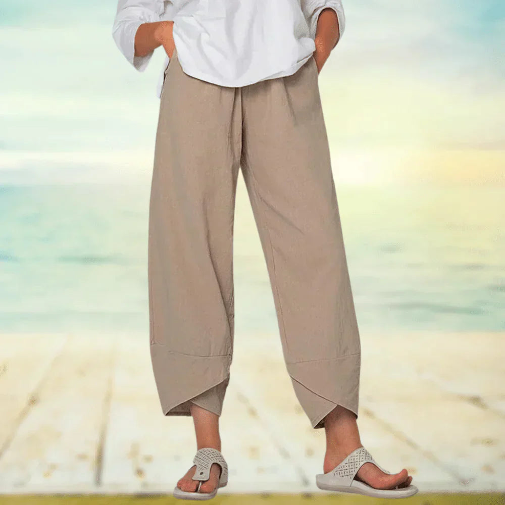 Women's Wide Leg Linen Pants Capri