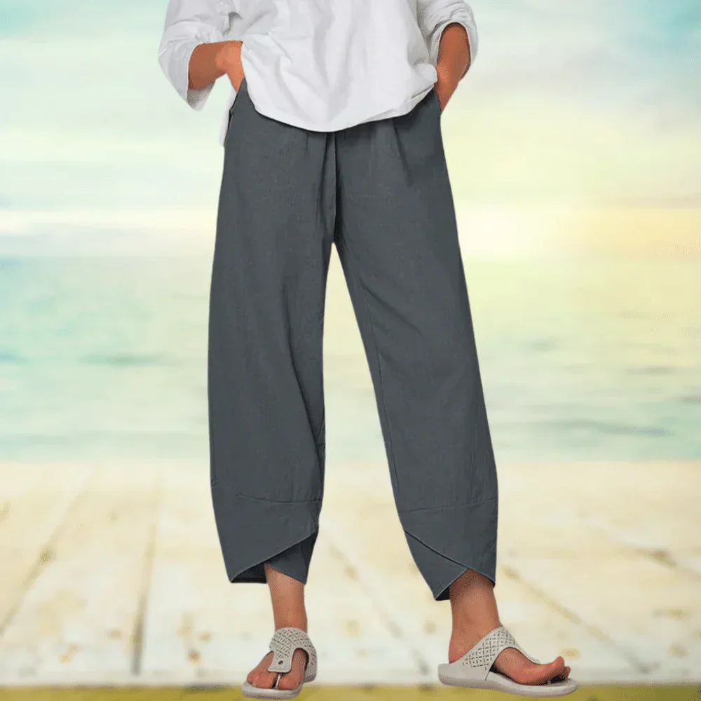 Women's Wide Leg Linen Pants Capri