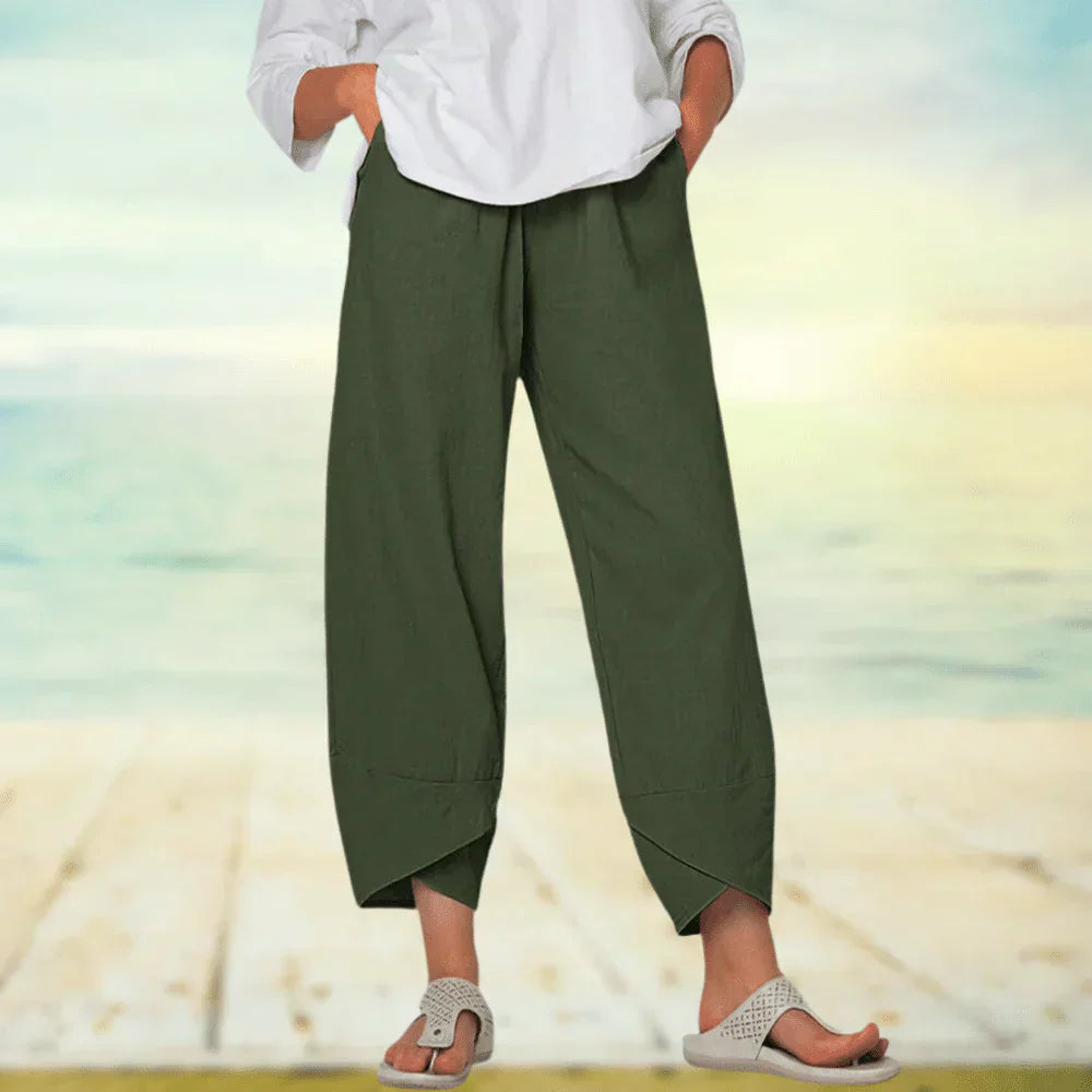 Women's Wide Leg Linen Pants Capri