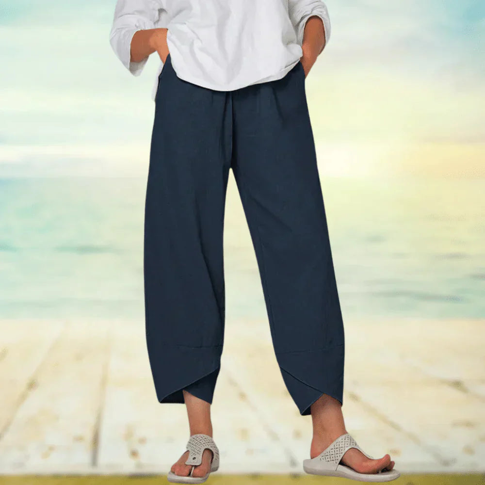 Women's Wide Leg Linen Pants Capri