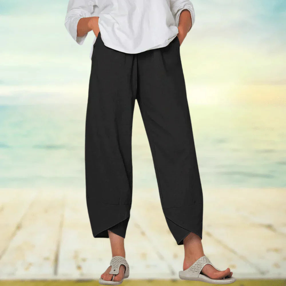 Women's Wide Leg Linen Pants Capri