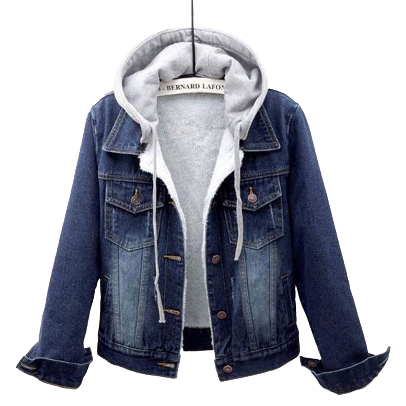 Women's Fleece Lined Hooded Denim Jacket