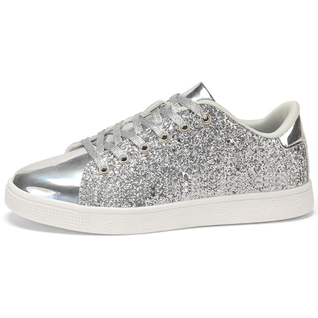 Women's Glitter Lace-Up Sneakers